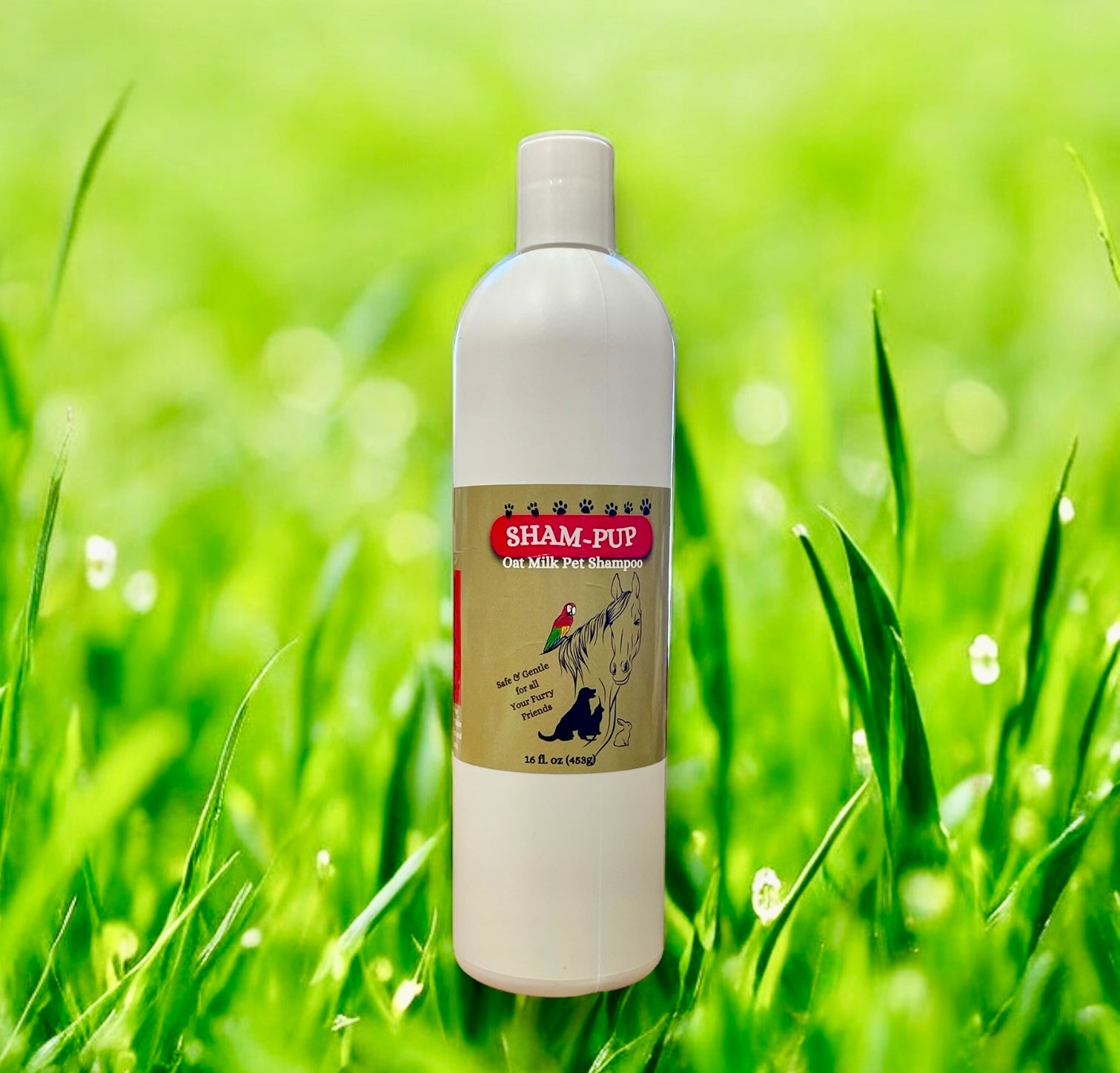 Safe and Gentle Pet Shampoo with no surfactants or toxic ingredients for pet's sensitive skin and allergy skin and can be used on all pets; dogs, cats, rabbits, guinea pigs, horses, birds and all mammals.